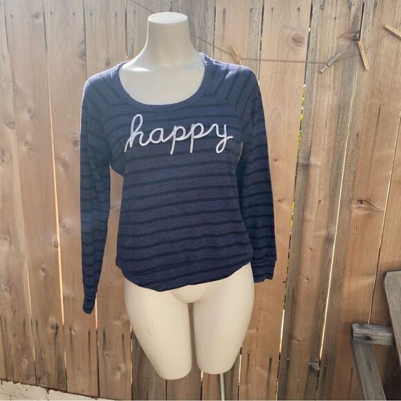 Sundry Happy  Blue Long Sleeve Striped sweater size small - Picture 7 of 8